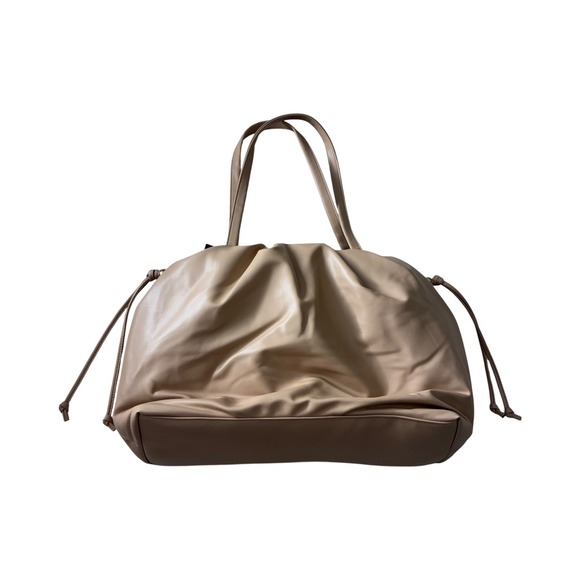 Victoria's Secret Taupe Gathered‎ Tote Bag Drawstring Shoulder Bag - Picture 6 of 7